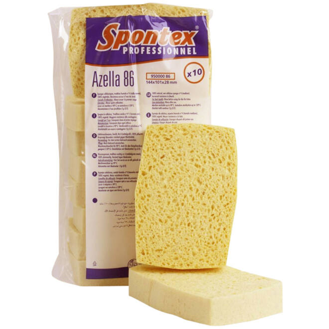 Spons Spontex Azella 86 viscose glazenwassersspons 144x101x28mm 10 stuks