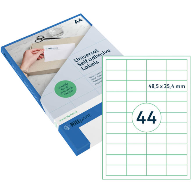 Etiket Rillprint 48.5x25.4mm mat transparant 1100 etiketten