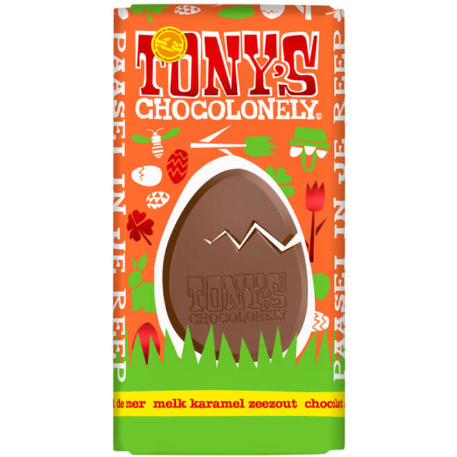 Chocolade Tony's Chocolonely paasreep melk karamel zeezout 180 gram