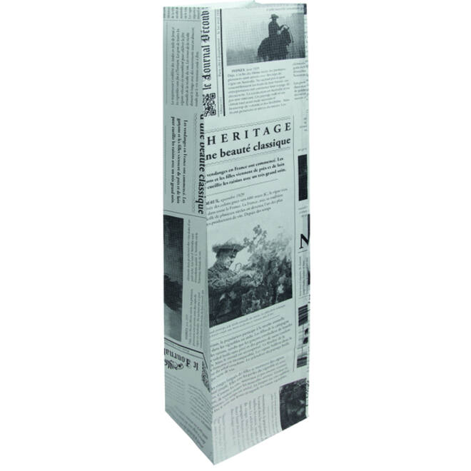 Verpakkingszak IEZZY (wijn)flessen 10x8x41cm papier Le Journal 50 stuks