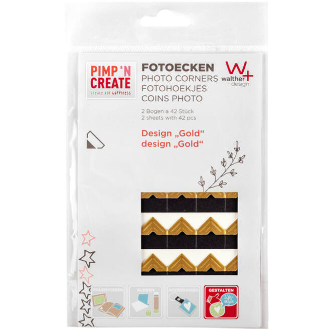 Fotohoeken walther design goud 2 vellen à 42 stuks