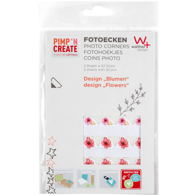 Fotohoeken walther design bloemen 2 vellen à 42 stuks