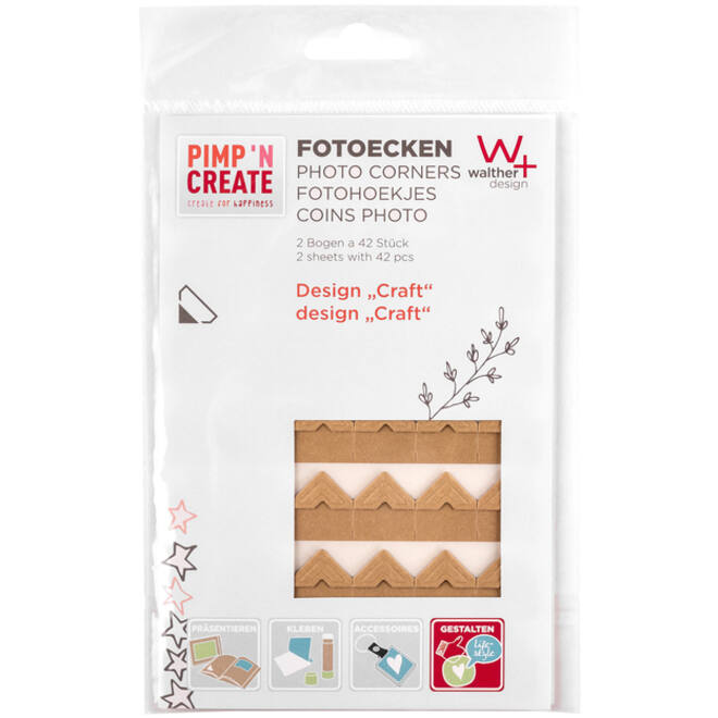Fotohoeken walther design kraft 2 vellen à 42 stuks