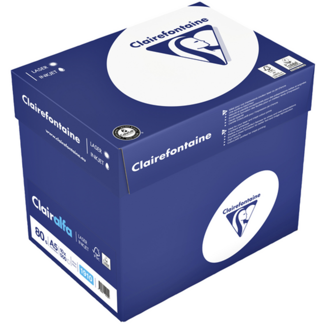 Kopieerpapier Clairefontaine Clairalfa A5 80gr wit 500vel