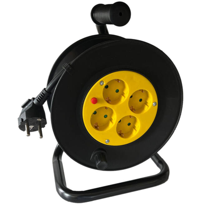 Kabelhaspel BRASQ Pro 4 voudig 10 meter zwart