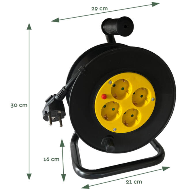 Kabelhaspel BRASQ Pro 4 voudig 10 meter zwart