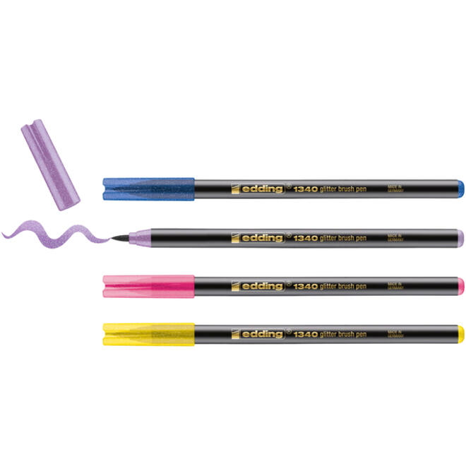 Brushpen edding 1340 glitter assorti set à 4 stuks
