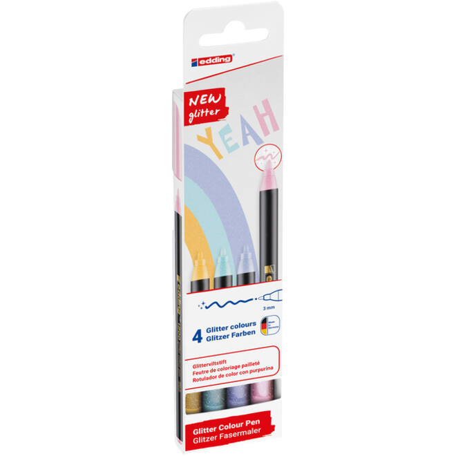 Fineliner edding 1200 fijn glitter pastel assorti set à 4 stuks