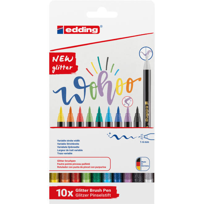 Brushpen edding 1340 glitter assorti set à 10 stuks
