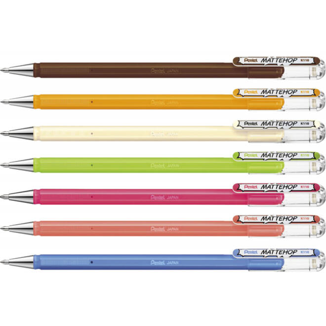 Gelschrijver Pentel K110 Mattehop Fun Original M ass blister à 7st