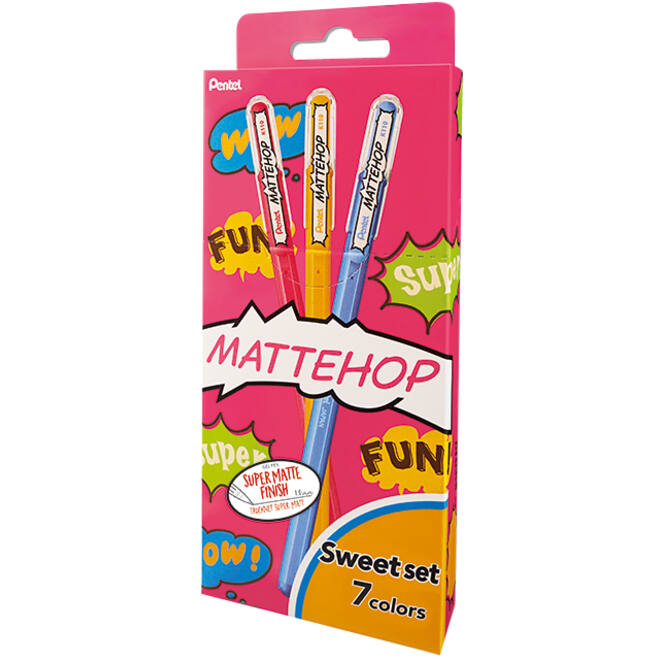 Gelschrijver Pentel K110 Mattehop Fun Sweet medium assorti blister à 7 stuks