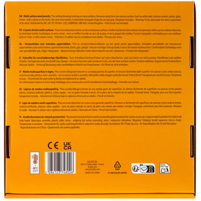 Kleurpotloden Bickids Multi Surface Class incl 2 puntenslijpers assorti 10 kleuren pak à 40 stuks