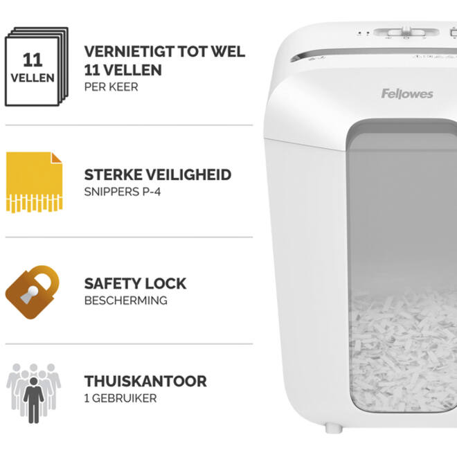 Papiervernietiger Fellowes Powershred LX70 snippers 4x40mm wit