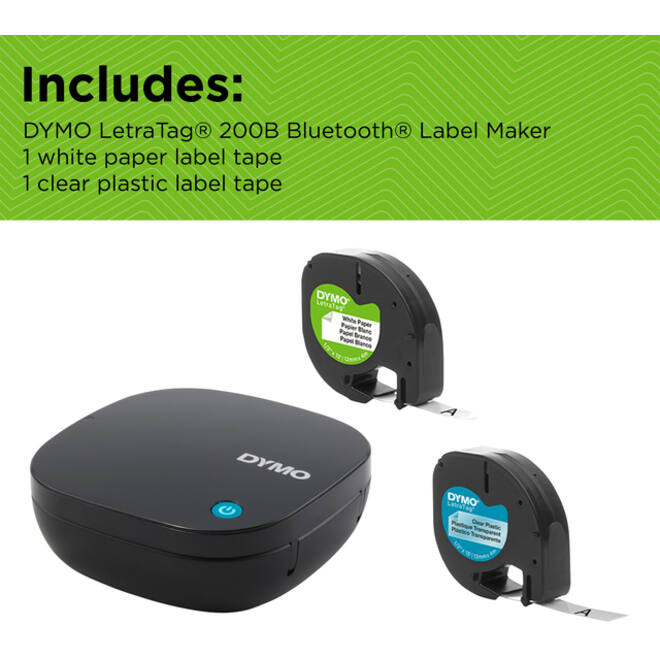 Labelprinter Dymo LetraTag 200B draagbaar bluetooth 12mm zwart promopack