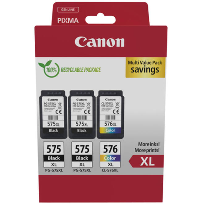 Inktcartridge Canon PG-575XL + CL-576XL 2x zw+kleur