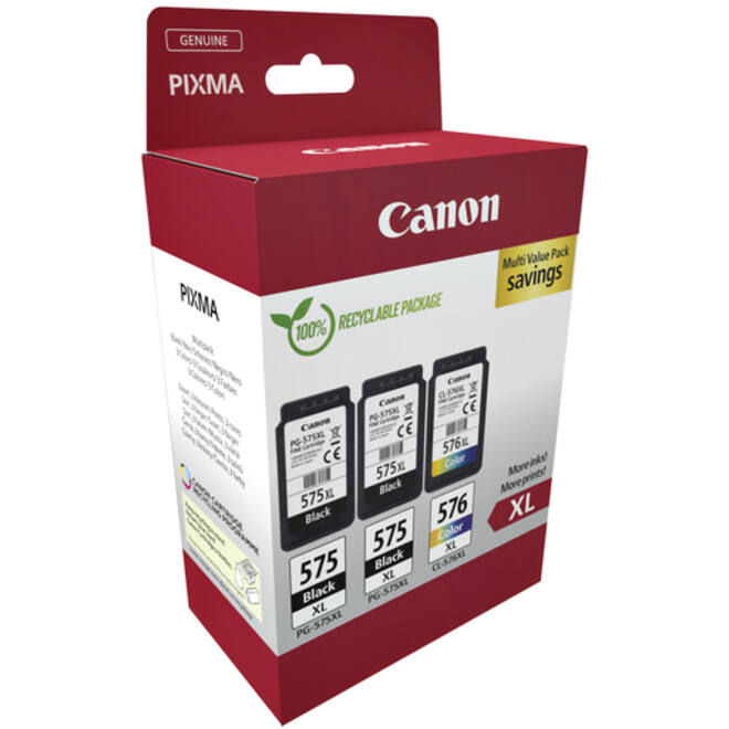 Inktcartridge Canon PG-575XL + CL-576XL 2x zw+kleur
