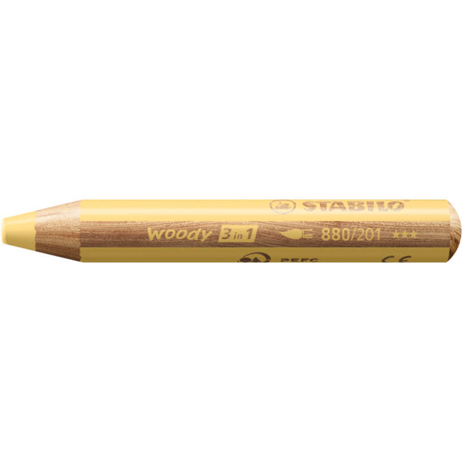 Kleurpotloden STABILO 880 woody 3 in 1 multitalent pastel geel