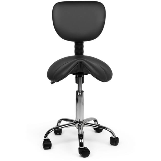 Zadelkruk Office rugleuning laag harde wielen zw