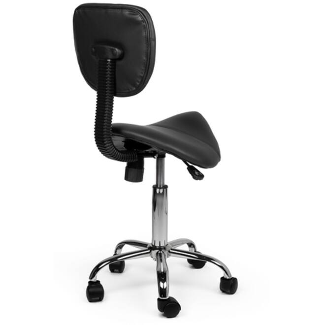 Zadelkruk Office rugleuning laag harde wielen zw
