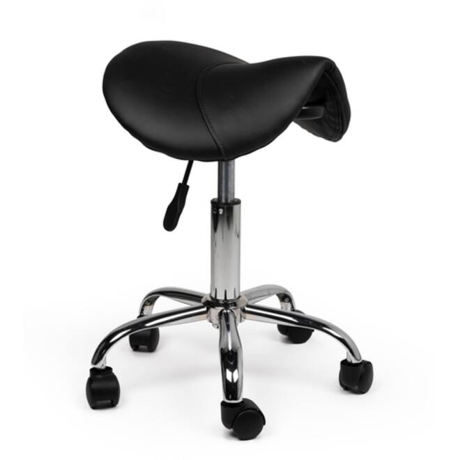 Zadelkruk Office laag harde wielen zw