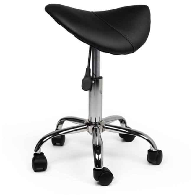 Zadelkruk Office laag harde wielen zw