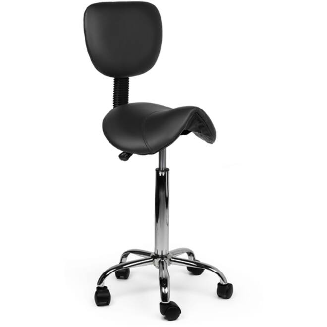 Zadelkruk Office rugleuning medium harde wielen zw