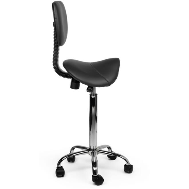 Zadelkruk Office rugleuning hoog harde wielen zw