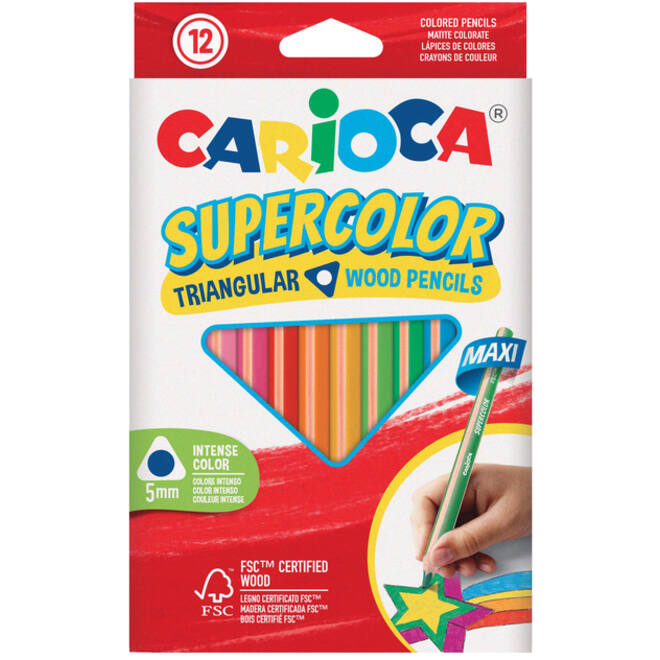 Kleurpotlood Carioca Supercolor Triangular set à 12 kleuren