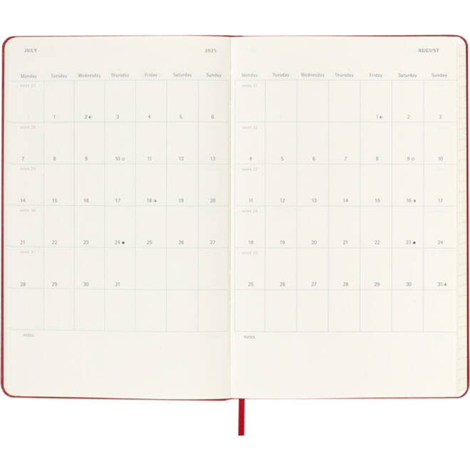 Agenda 2025 Moleskine 12M Planner Weekly 7dagen/1pagina large hc scarlet red