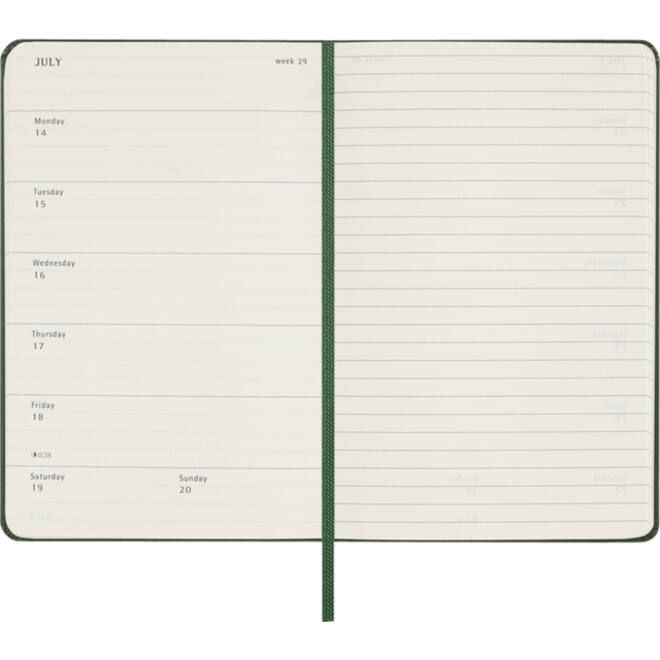Agenda 2025 Moleskine 12M Planner Weekly 7dagen/1pagina pocket hc myrtle green