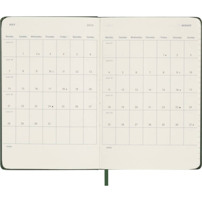 Agenda 2025 Moleskine 12M Planner Weekly 7dagen/1pagina pocket hc myrtle green