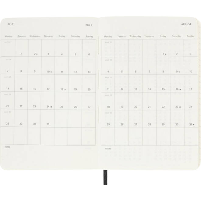 Agenda 2025 Moleskine 12M Planner Weekly 7dagen/1pagina pocket sc black