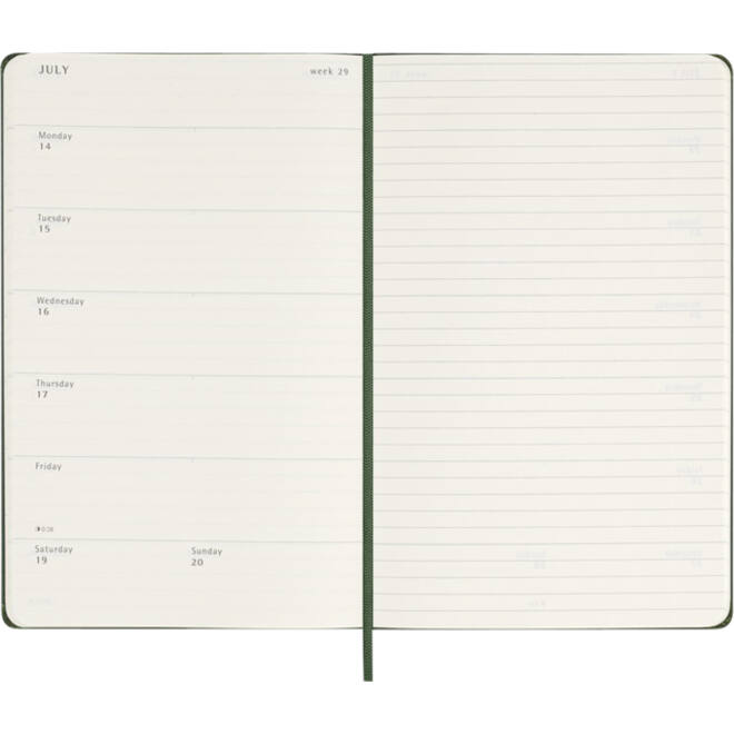 Agenda 2025 Moleskine 12M Planner Weekly 7dagen/1pagina large hc myrtle green