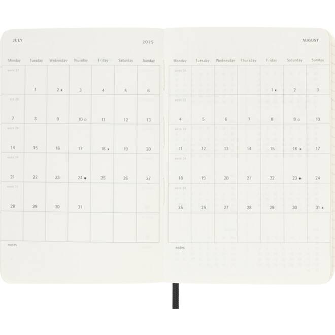 Agenda 2024/2025 Moleskine 18M Planner Weekly 7dagen/1pagina pocket sc black