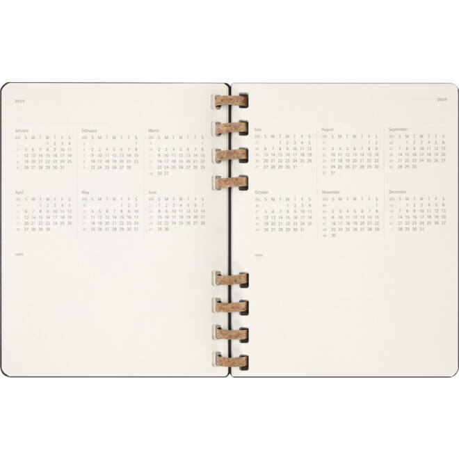 Life planner 2025 Moleskine 12M Spiral 7dagen/2pagina's extra large hc black