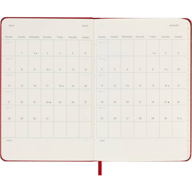Agenda 2025 Moleskine 12M Planner Weekly 7dagen/1pagina pocket hc scarlet red