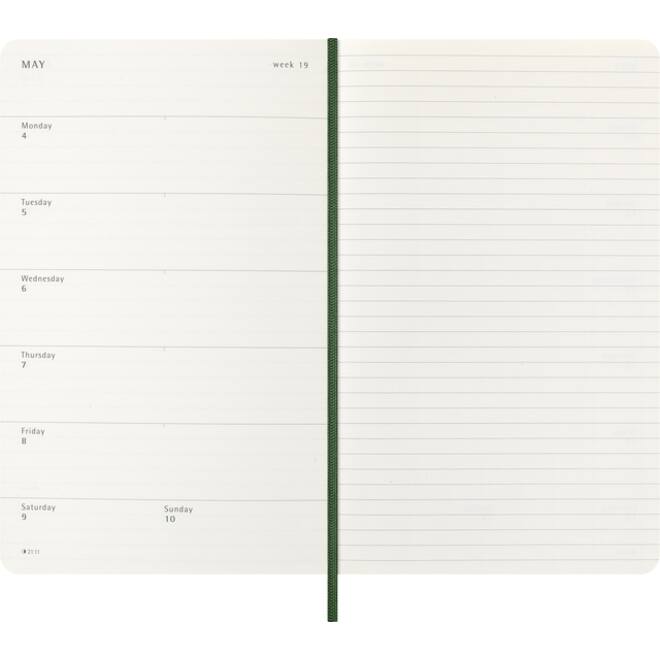Agenda 2025 Moleskine 12M Planner Weekly 7dagen/1pagina large sc myrtle green