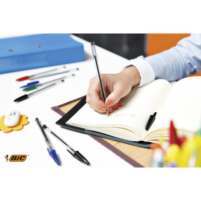Balpen Bic Cristal medium zwart blister à 10 stuks