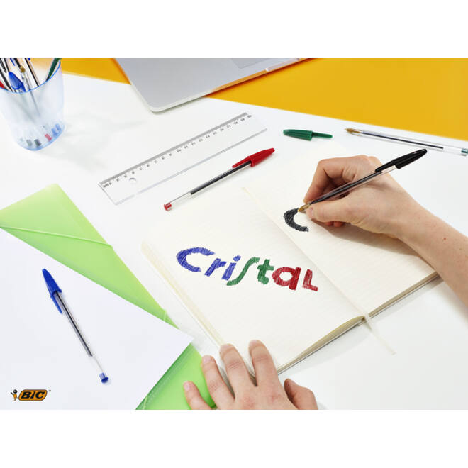 Balpen Bic Cristal medium zwart blister à 10 stuks