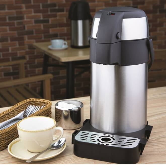 Thermoskan Olympia met pomp 2.5 liter rvs