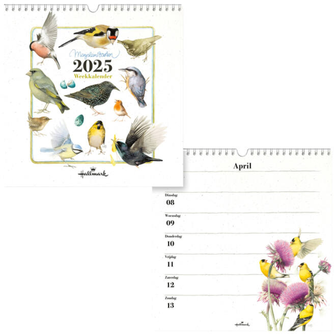 Weekkalender 2025 Hallmark Marjolein Bastin 210x210mm vogels