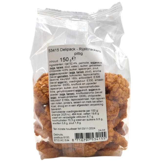 Rijstcrackers Delinuts chili zak 150 gram