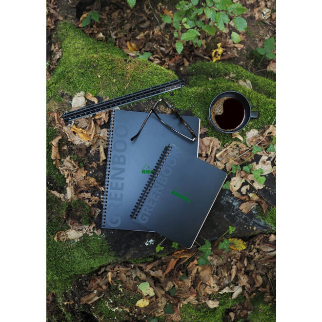Notitieboek Rhodia Greenbook A5 lijn 6-gaats 180 pagina's 90gr zwart