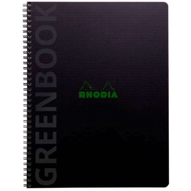 Notitieboek Rhodia Greenbook A4+ lijn 4-gaats 180 pagina's 90gr zwart