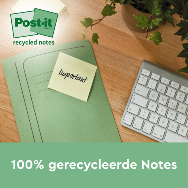 Memoblok 3M Post-it 654 RSSCOL 76x76mm geel 3+1 gratis