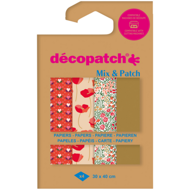 Hobbypapier Décopatch 30x40cm set à 4 vel thema Love is in the Meadow