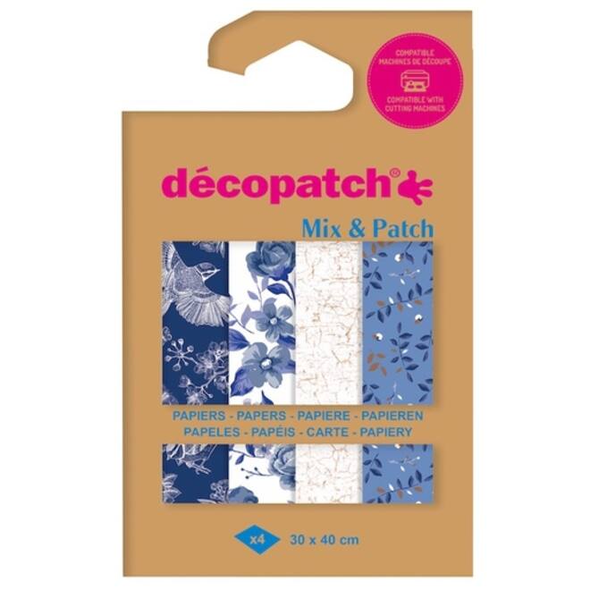 Hobbypapier Décopatch 30x40cm set à 4 vel thema Shades of Blue