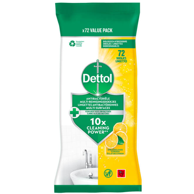 Reinigingsdoekjes Dettol antibacterieël Citrus 72st