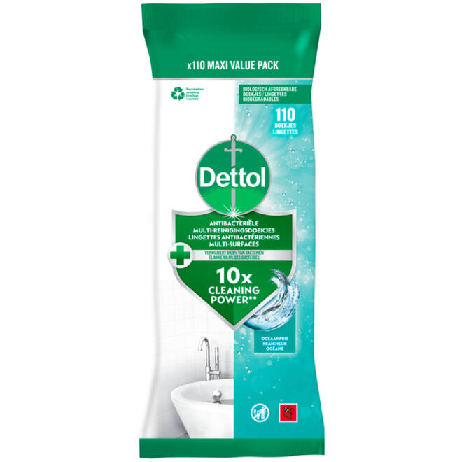 Reinigingsdoekjes Dettol antibacterieël Ocean 110st
