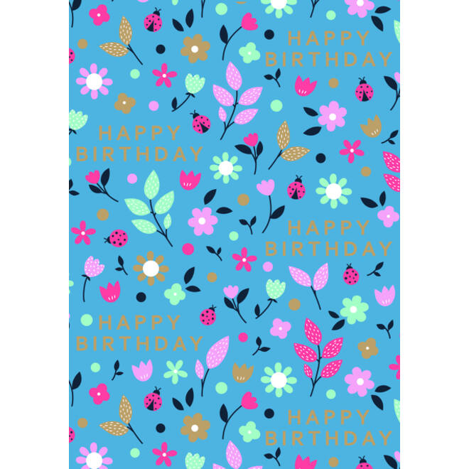 Inpakpapier Stewo Happy Birthday 200x70cm assorti
